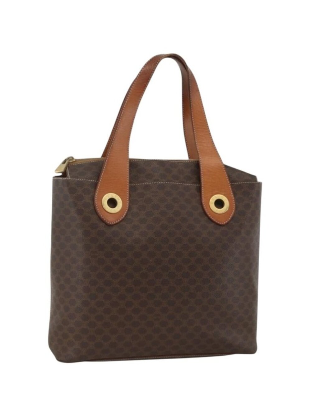 CELINE Macadam Canvas Tote Bag PVC Leather Brown Gold